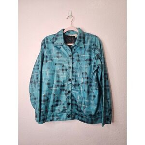 Gold Flava Shacket Jacket Teal Composite Leather Button Front Womens 16 Western‎
